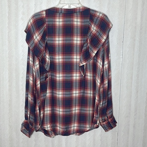 Mossimo Supply Co. Plaid Ruffle Top - Blue and Red - Picture 3 of 4